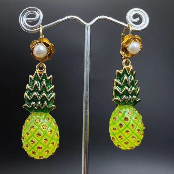 Vintage Betsey Jonson Pineapple Earrings - Picture 1 of 1